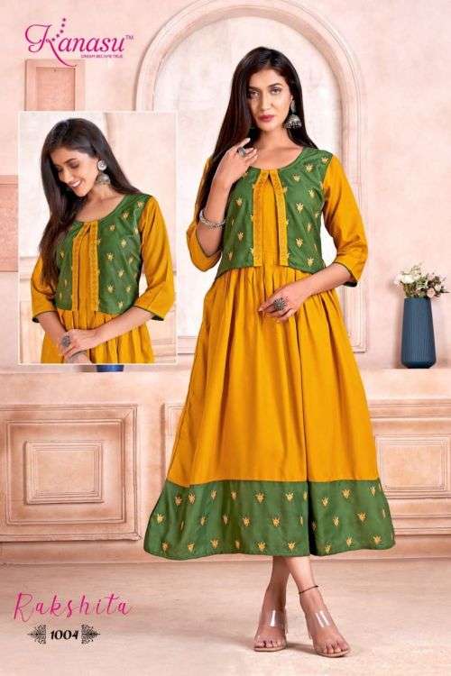 Kanasu Rakshita Designer Long Kurti Collection On Wholesale