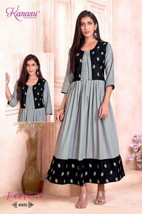 Kanasu Rakshita Designer Long Kurti Collection On Wholesale