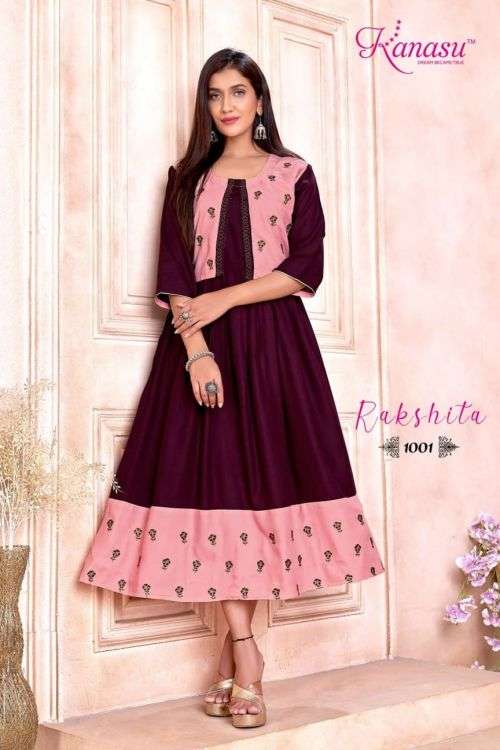 Kanasu Rakshita Designer Long Kurti Collection On Wholesale