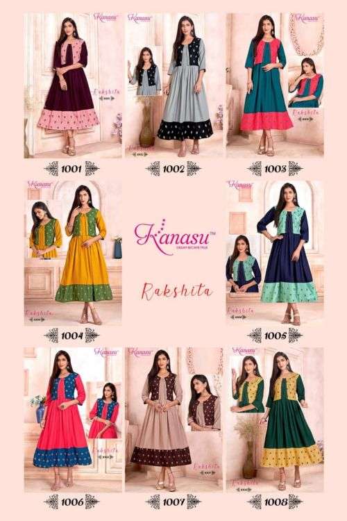 Kanasu Rakshita Designer Long Kurti Collection On Wholesale