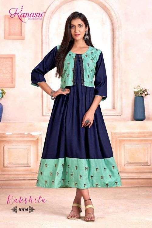 Kanasu Rakshita Designer Long Kurti Collection On Wholesale