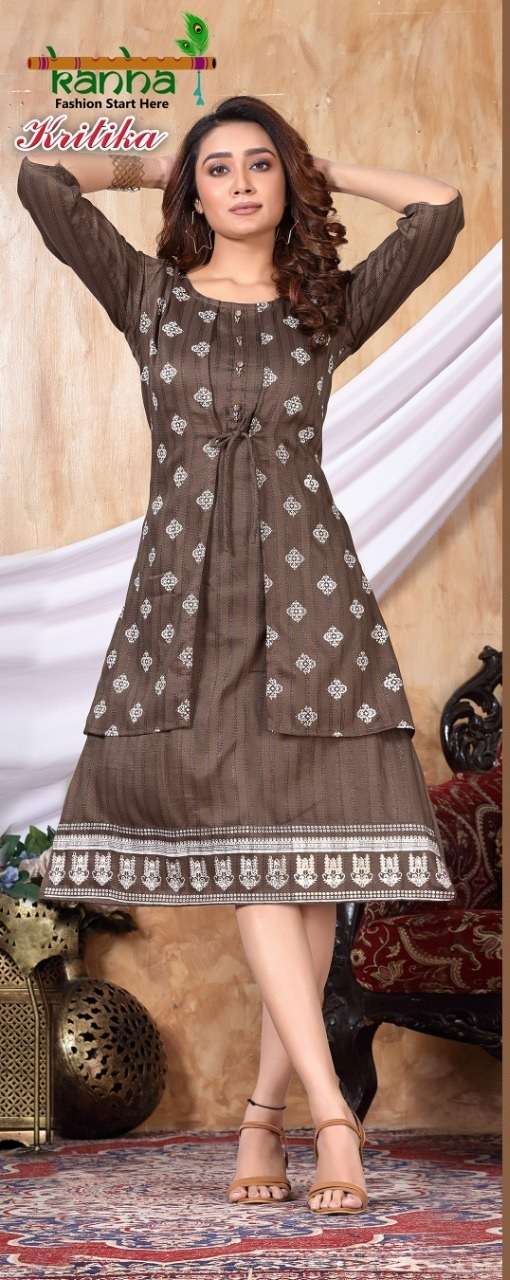 Kanha Present Krtika Fancy Fabric Kurti On Screen Print  With KOTI  With Wholesale 