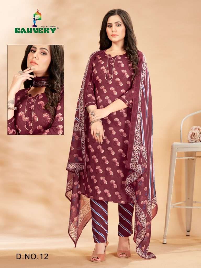 Kauvery Libas Soft Lawn Cotton Kurti Bottom With Dupatta On Wholesale