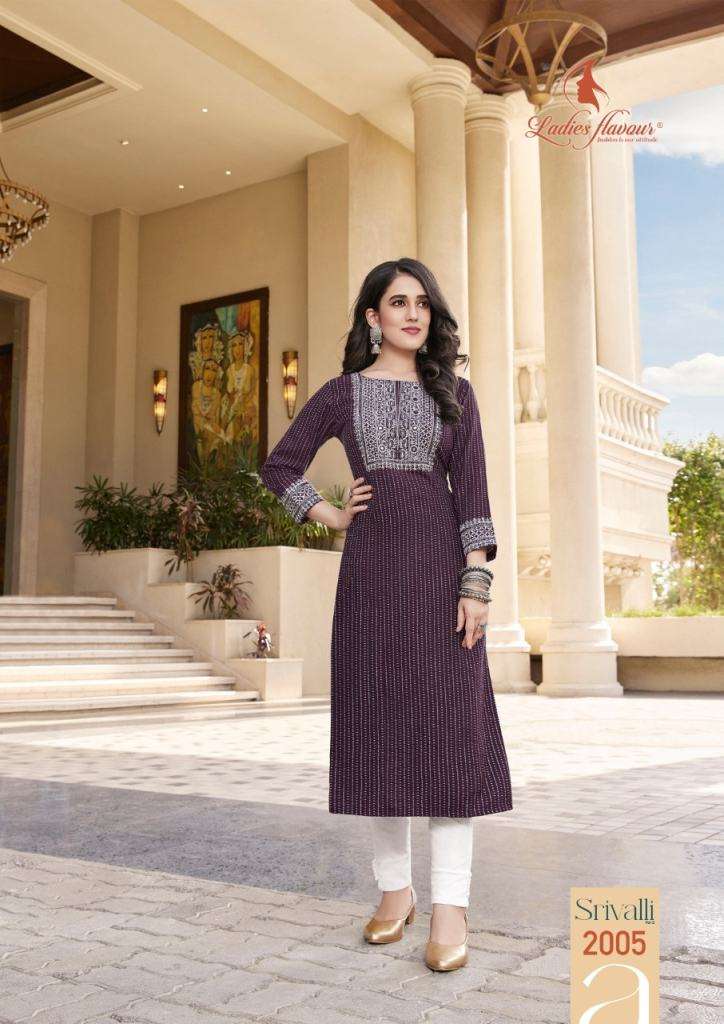  Ladies Flavour Srivalli Vol 2 Designer Embroidery Kurti Collection On Wholesale