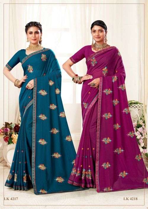 Laxminam Kaju Katli Party Wear Georgette Saree Collection On Wholesale