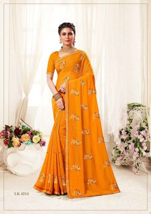 Laxminam Kaju Katli Party Wear Georgette Saree Collection On Wholesale