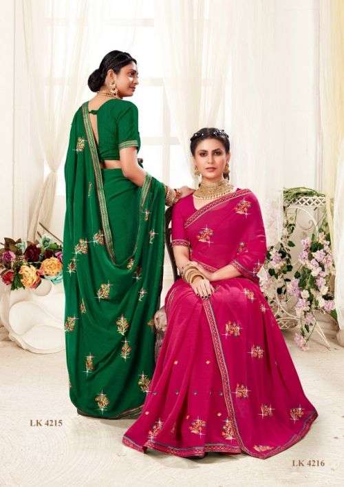 Laxminam Kaju Katli Party Wear Georgette Saree Collection On Wholesale