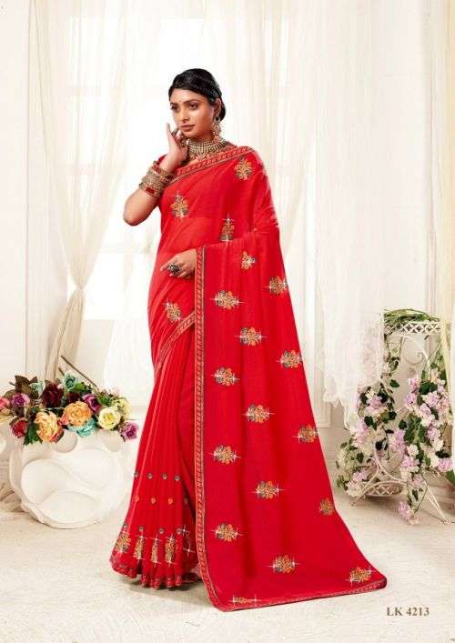 Laxminam Kaju Katli Party Wear Georgette Saree Collection On Wholesale