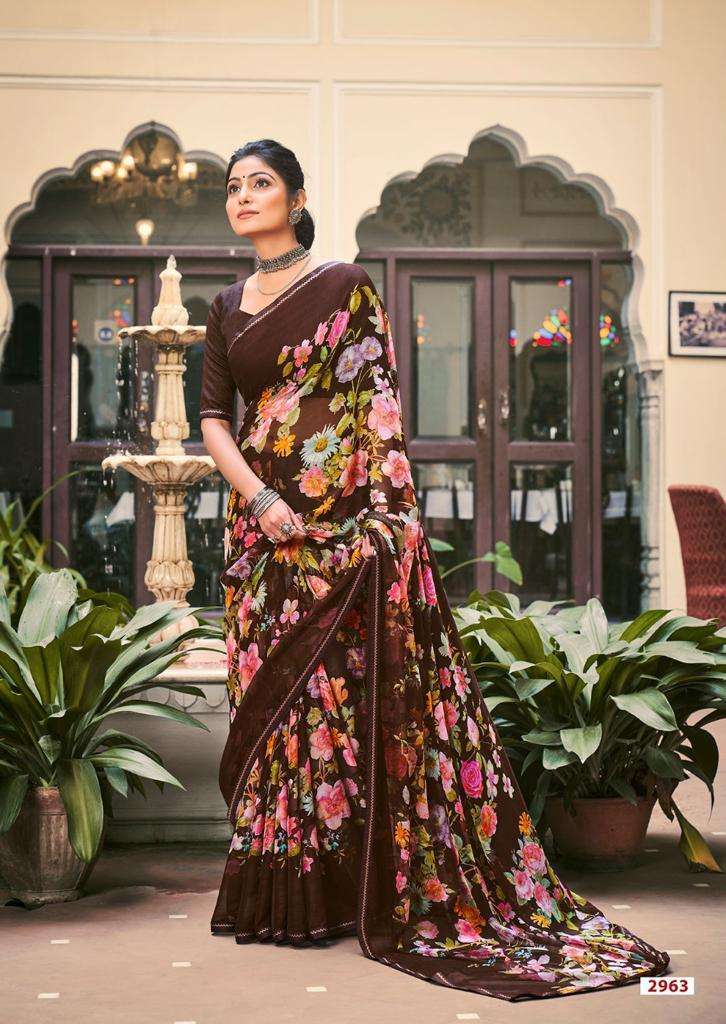 LT Akshara Present Beautiful Floral Print  Chiffon Saree On Wholesale