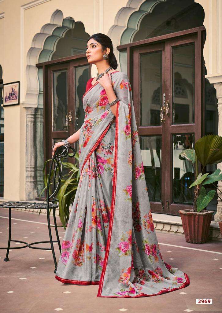 LT Akshara Present Beautiful Floral Print  Chiffon Saree On Wholesale
