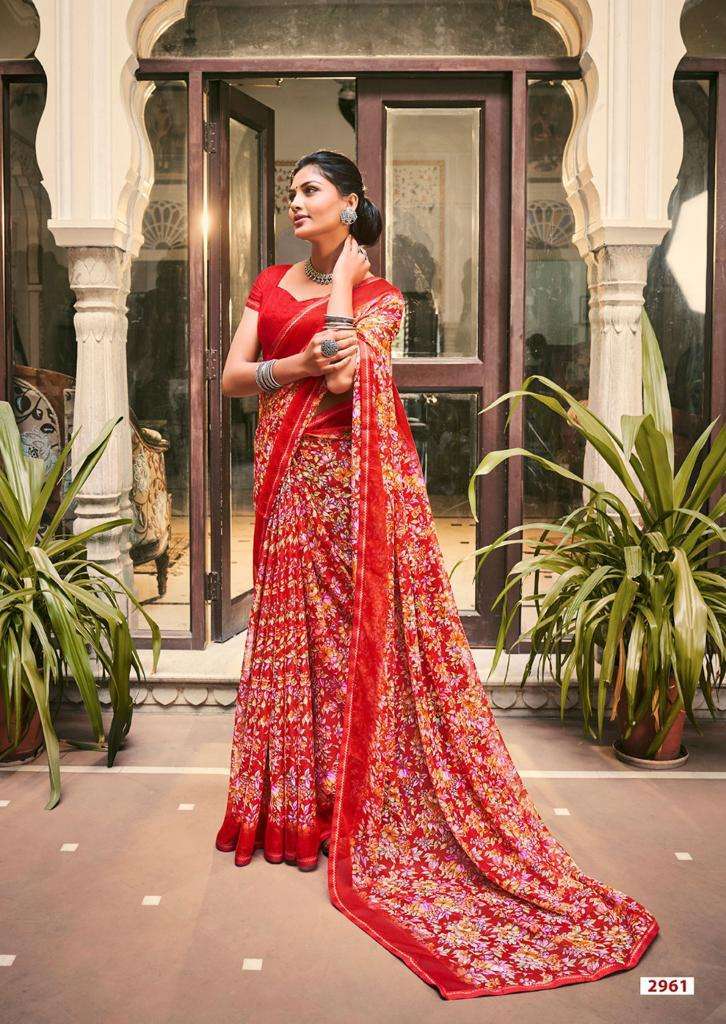 LT Akshara Present Beautiful Floral Print  Chiffon Saree On Wholesale