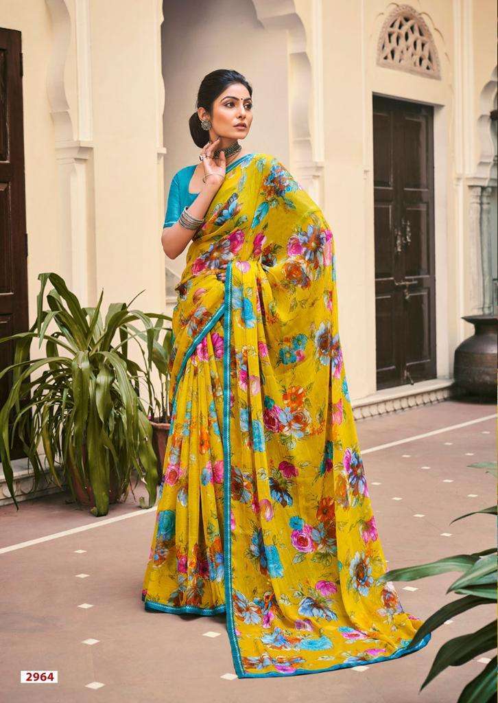 LT Akshara Present Beautiful Floral Print  Chiffon Saree On Wholesale