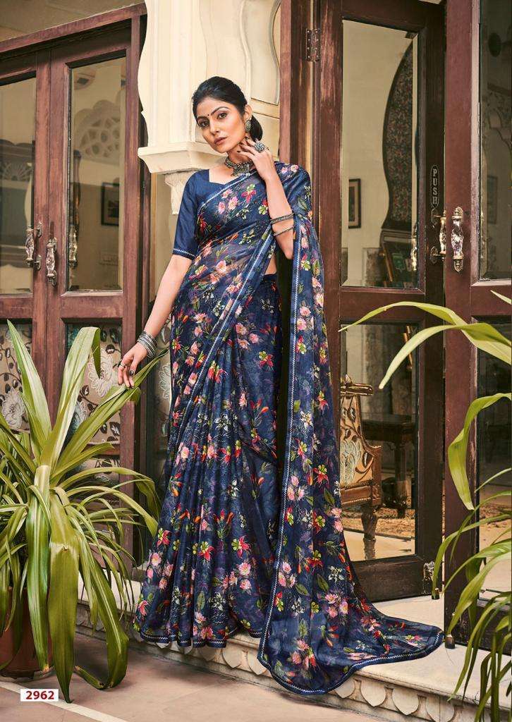LT Akshara Present Beautiful Floral Print  Chiffon Saree On Wholesale