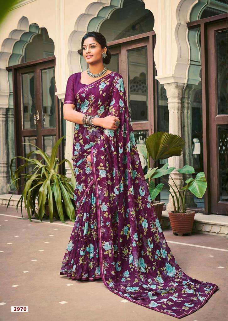 LT Akshara Present Beautiful Floral Print  Chiffon Saree On Wholesale