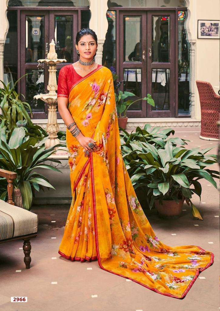 LT Akshara Present Beautiful Floral Print  Chiffon Saree On Wholesale