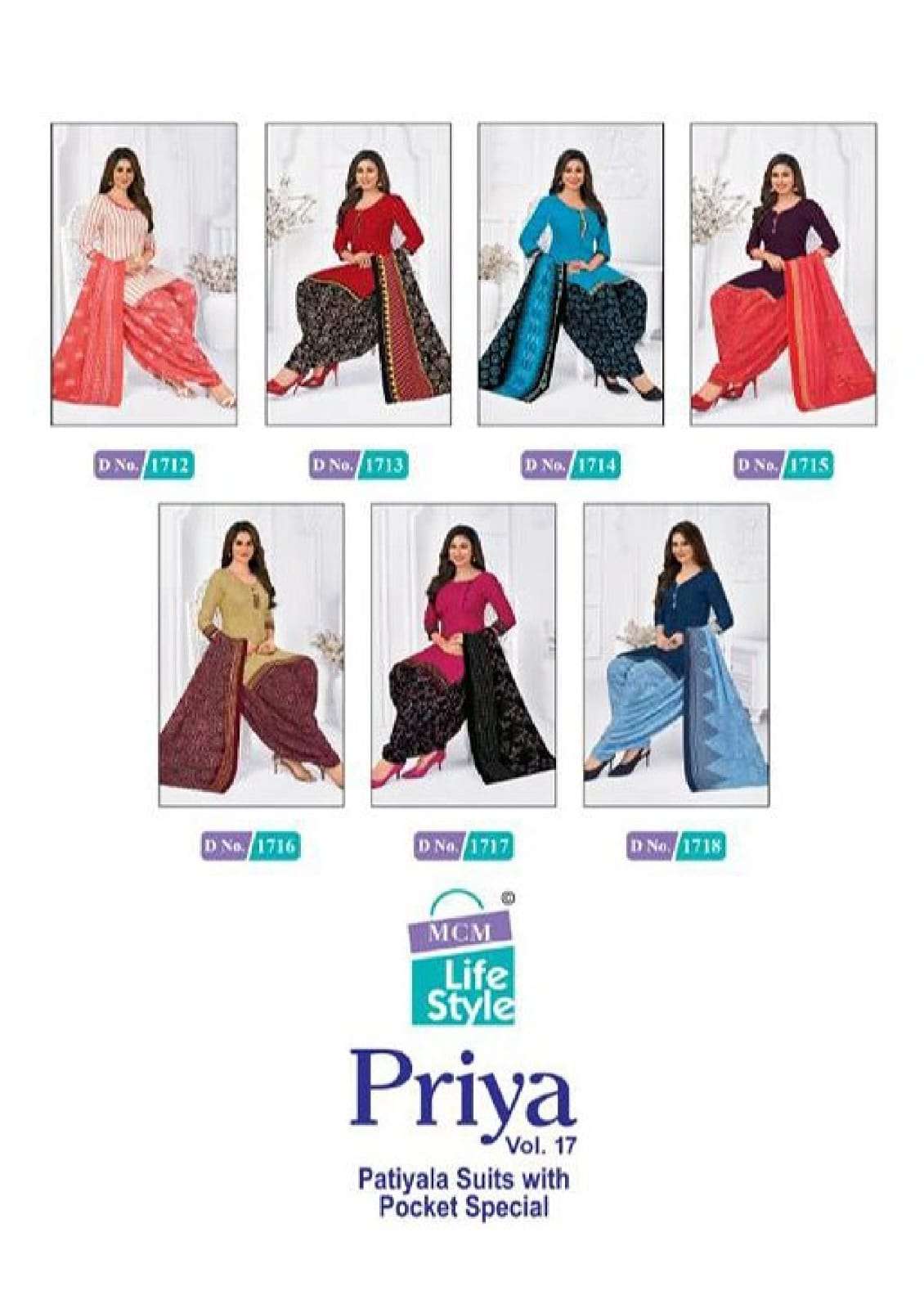 MCM Lifestyle  Present Priya Vol 17 With Pocket Special Dress Material On Wholesale