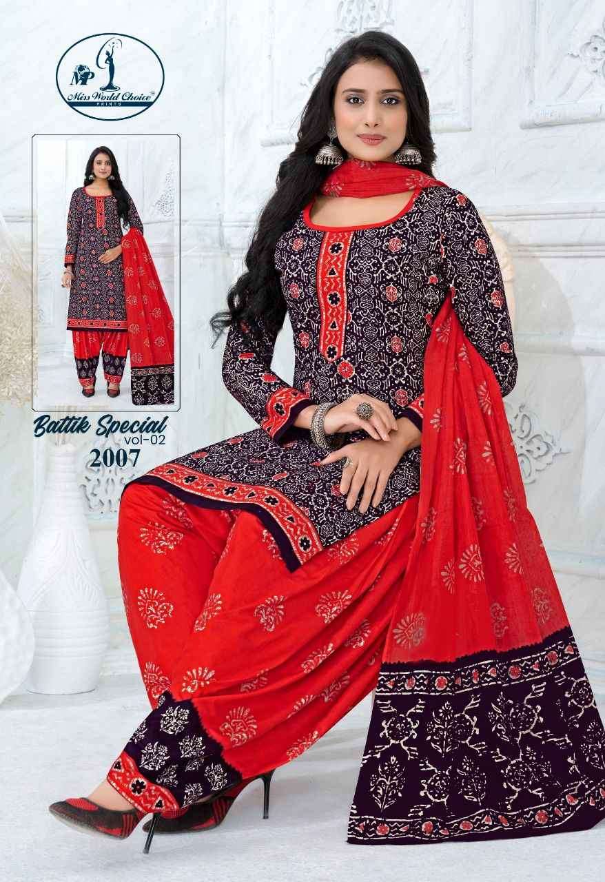 Miss World Choice Present Battik Special Vol 2 Cotton Dress Material On Wholesale 