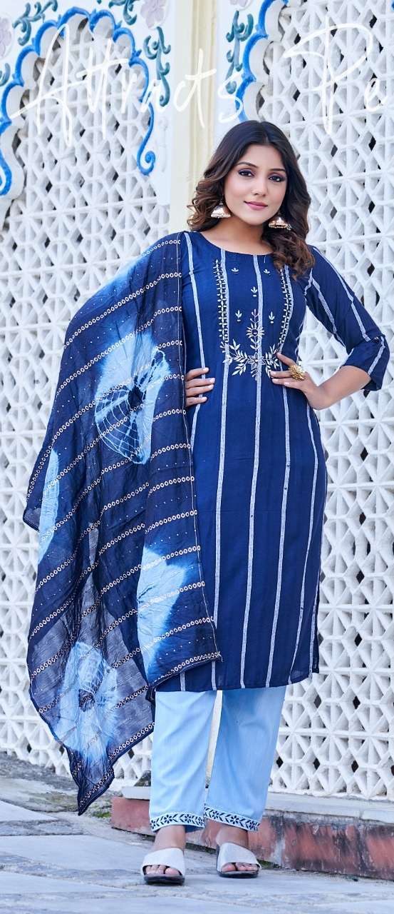 Morni By Smylee Fashion Designer Kurti Pant With Dupatta On Wholesale