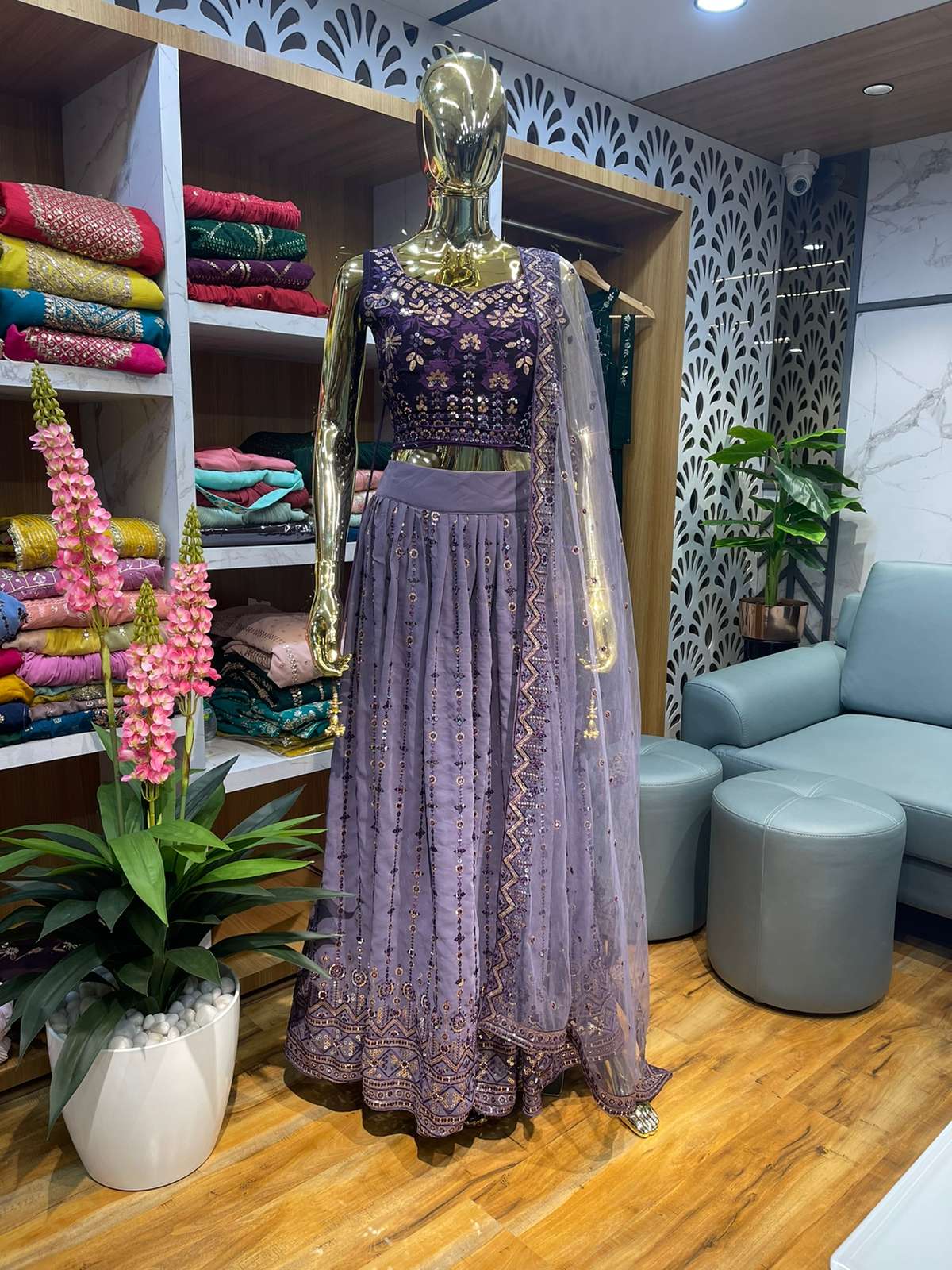 Olivia Georgette And Embroidery Ready made Lehenga Choli On Wholesale