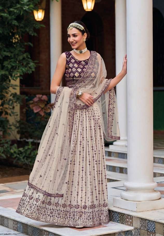 Olivia Georgette And Embroidery Readymade Lehenga Choli On Wholesale