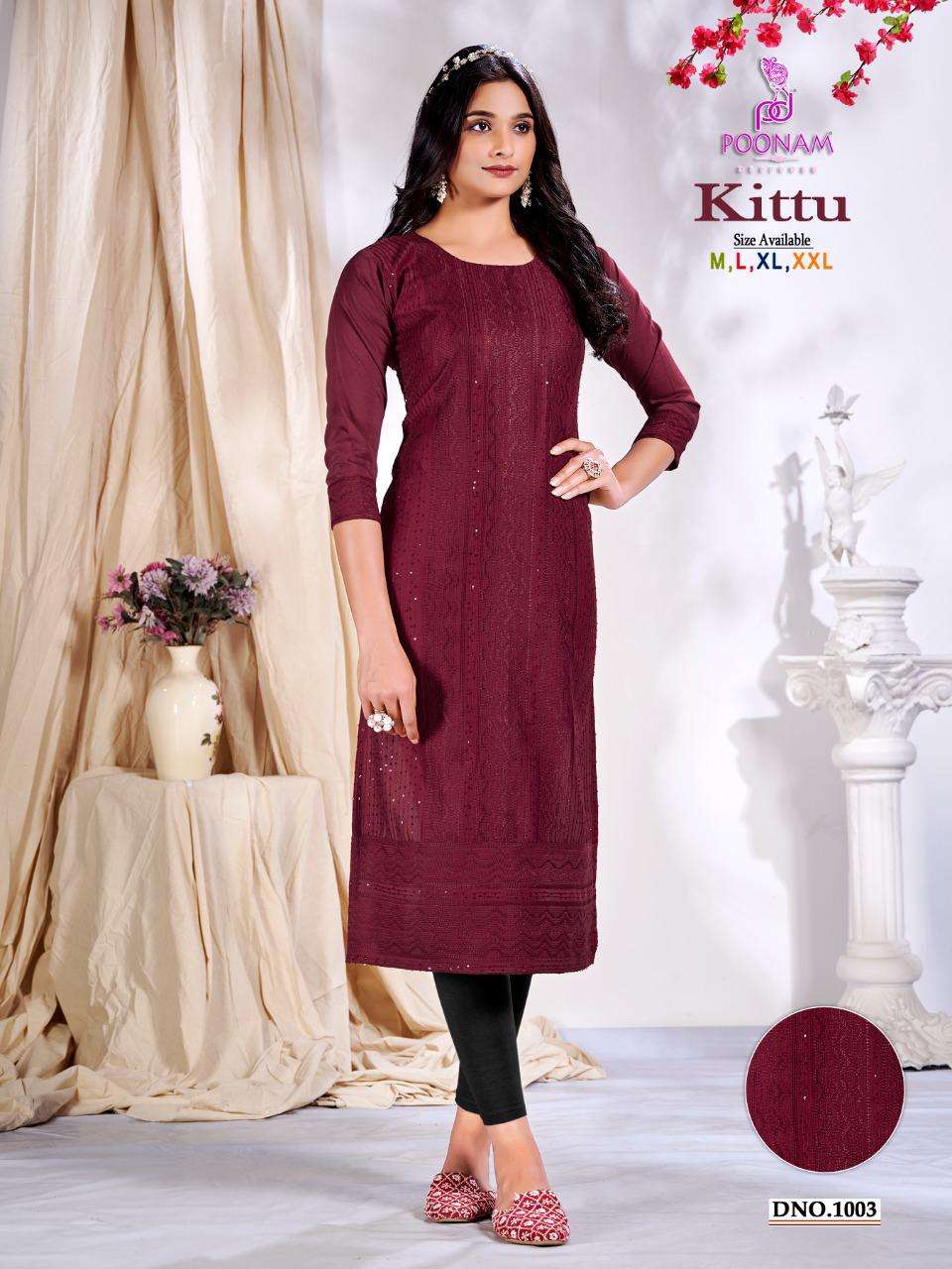 Poonam Designer kittu Corset Work Kurti On Wholesale