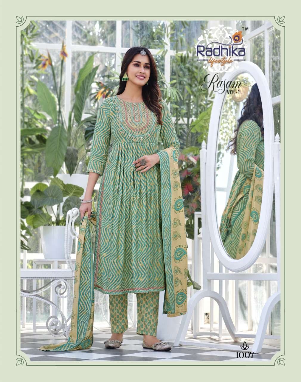 Radhika Lifestyle Rasam Vol 1 Nayra Cut Kurti Pant With Dupatta On Wholesale