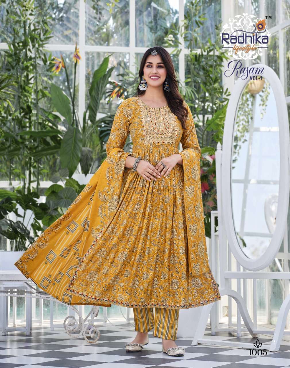 Radhika Lifestyle Rasam Vol 1 Nayra Cut Kurti Pant With Dupatta On Wholesale