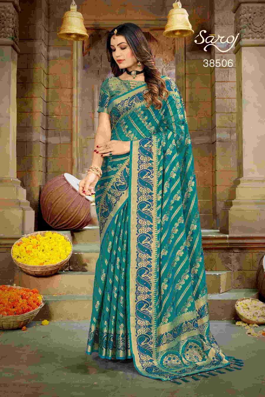Saroj Maahi Festival Wear Organza Saree Collection On Wholesale 