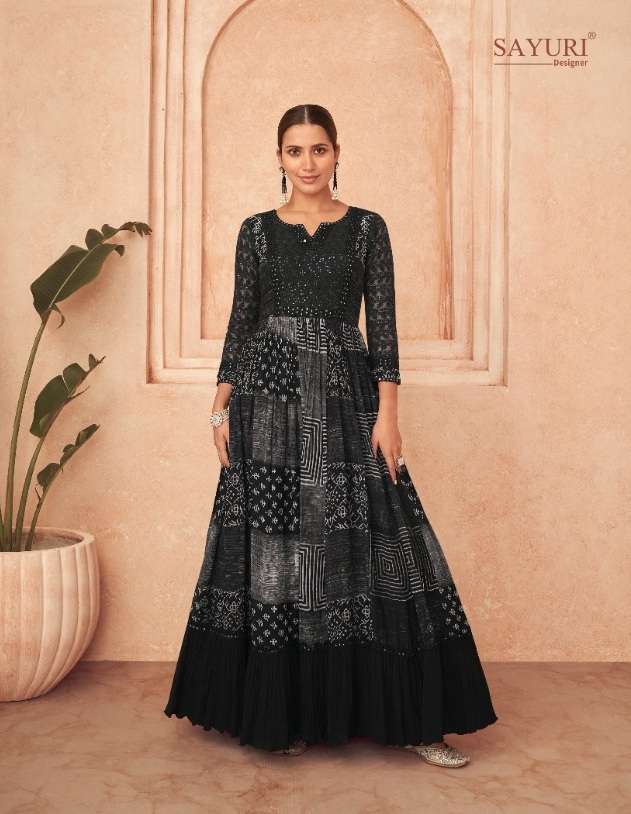 Sayuri Designer Floral Real Georgette Front And Back Embroidered On Wholesale