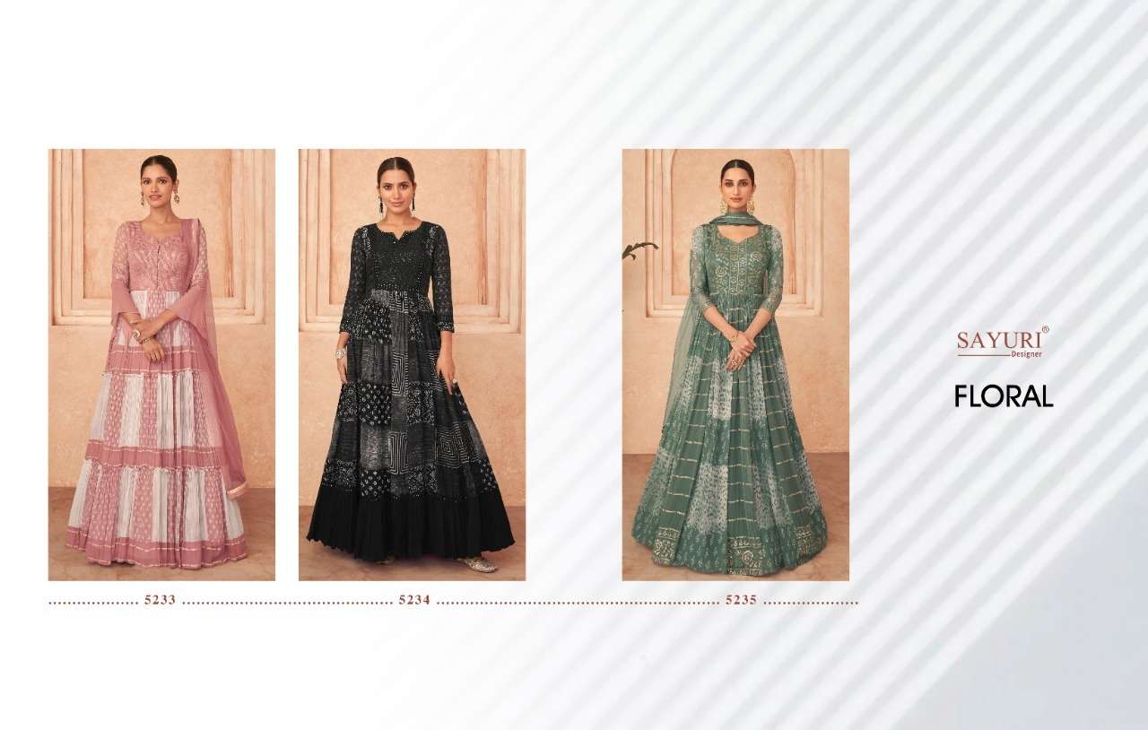 Sayuri Designer Floral Real Georgette Front And Back Embroidered On Wholesale