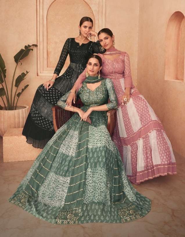 Sayuri Designer Floral Real Georgette Front And Back Embroidered On Wholesale