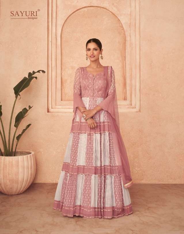 Sayuri Designer Floral Real Georgette Front And Back Embroidered On Wholesale