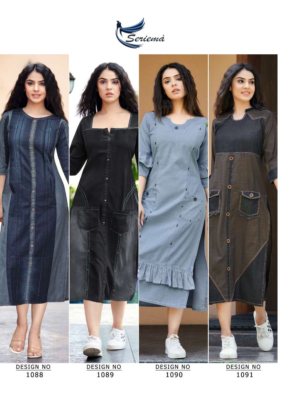 SERIEMA launches Different Shades Of Denim Kurti On Aari Hand Work On Wholesale