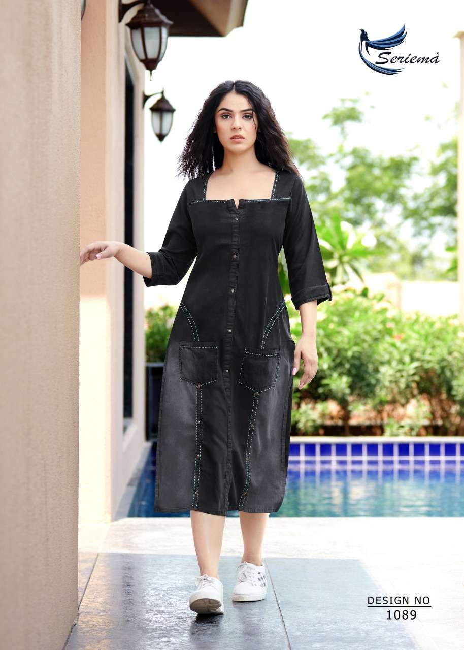 SERIEMA launches Different Shades Of Denim Kurti On Aari Hand Work On Wholesale