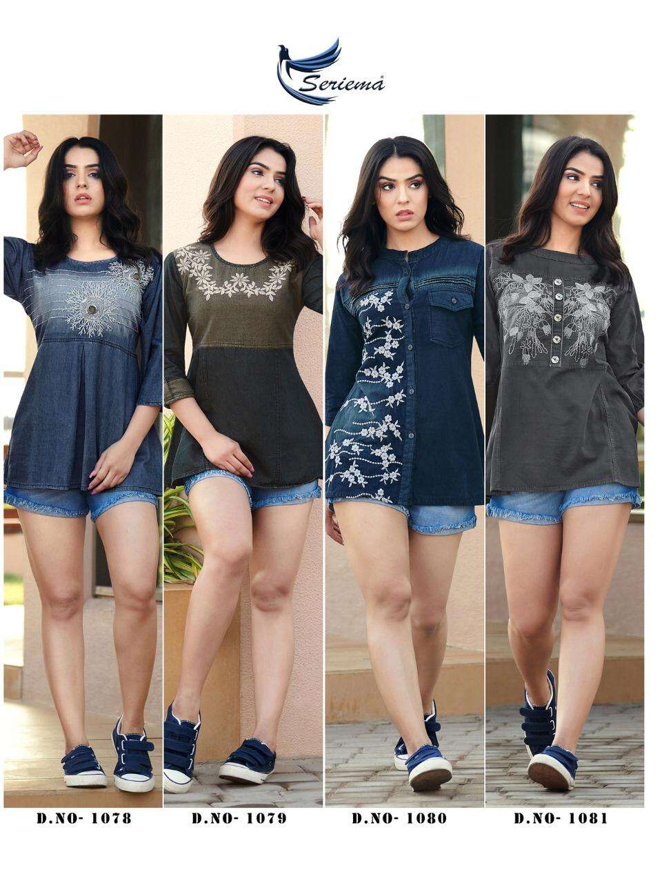 Serima Wonder 2 Stylish Denim Ladies Top Collection On Wholesale