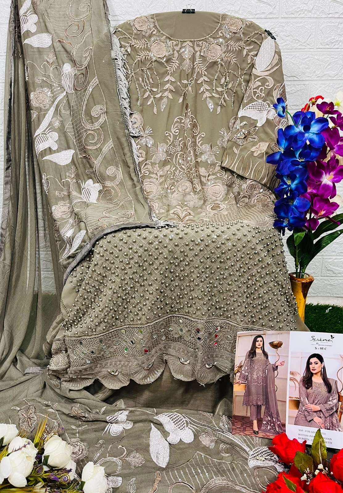 SERINE S-95 A To D Handwork, Pearl And Mirrors Salwar Suit On Wholesale