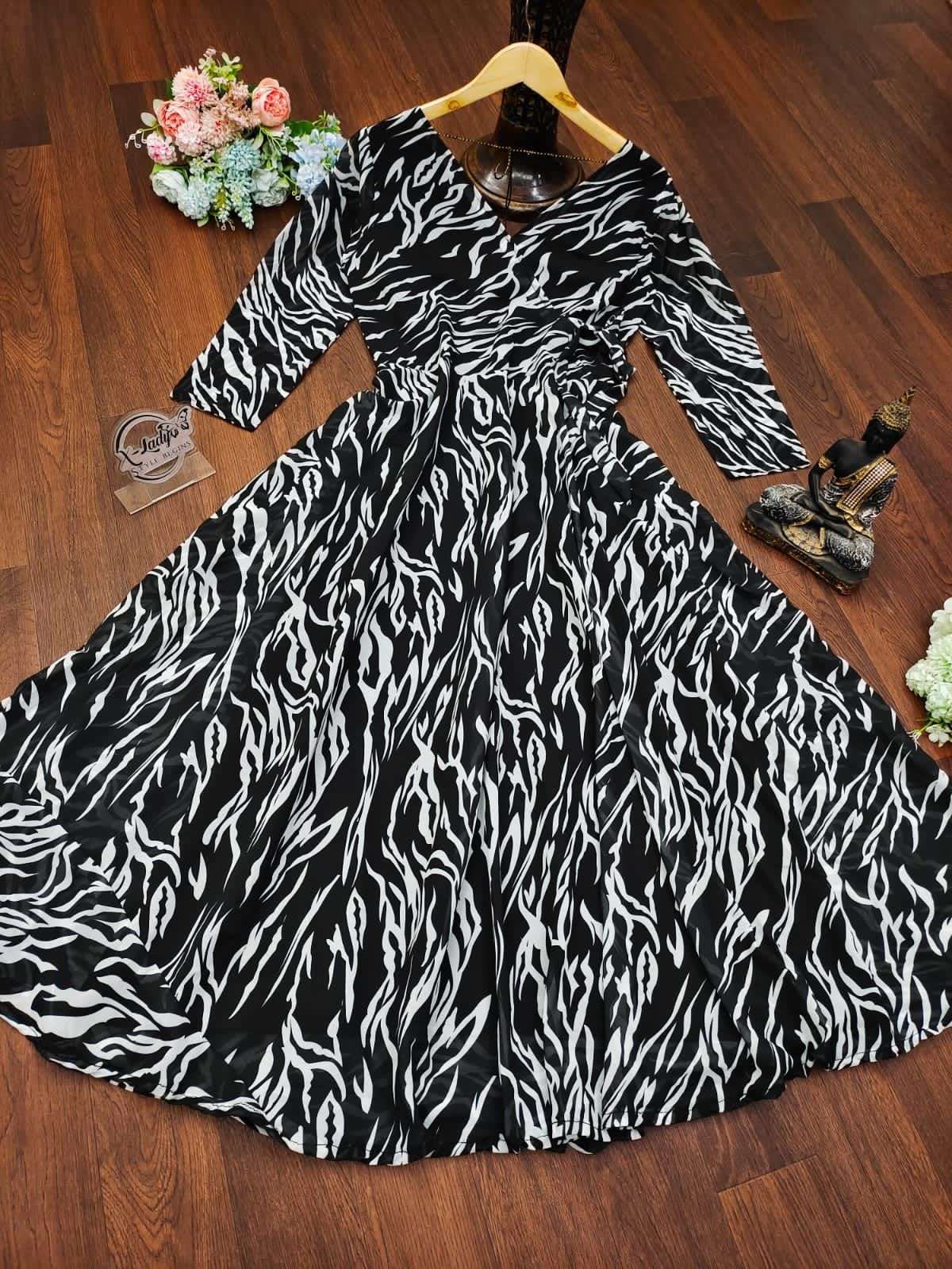 Shiv Textile Present Heavy Georgette Western Style Long Gown On Wholesale