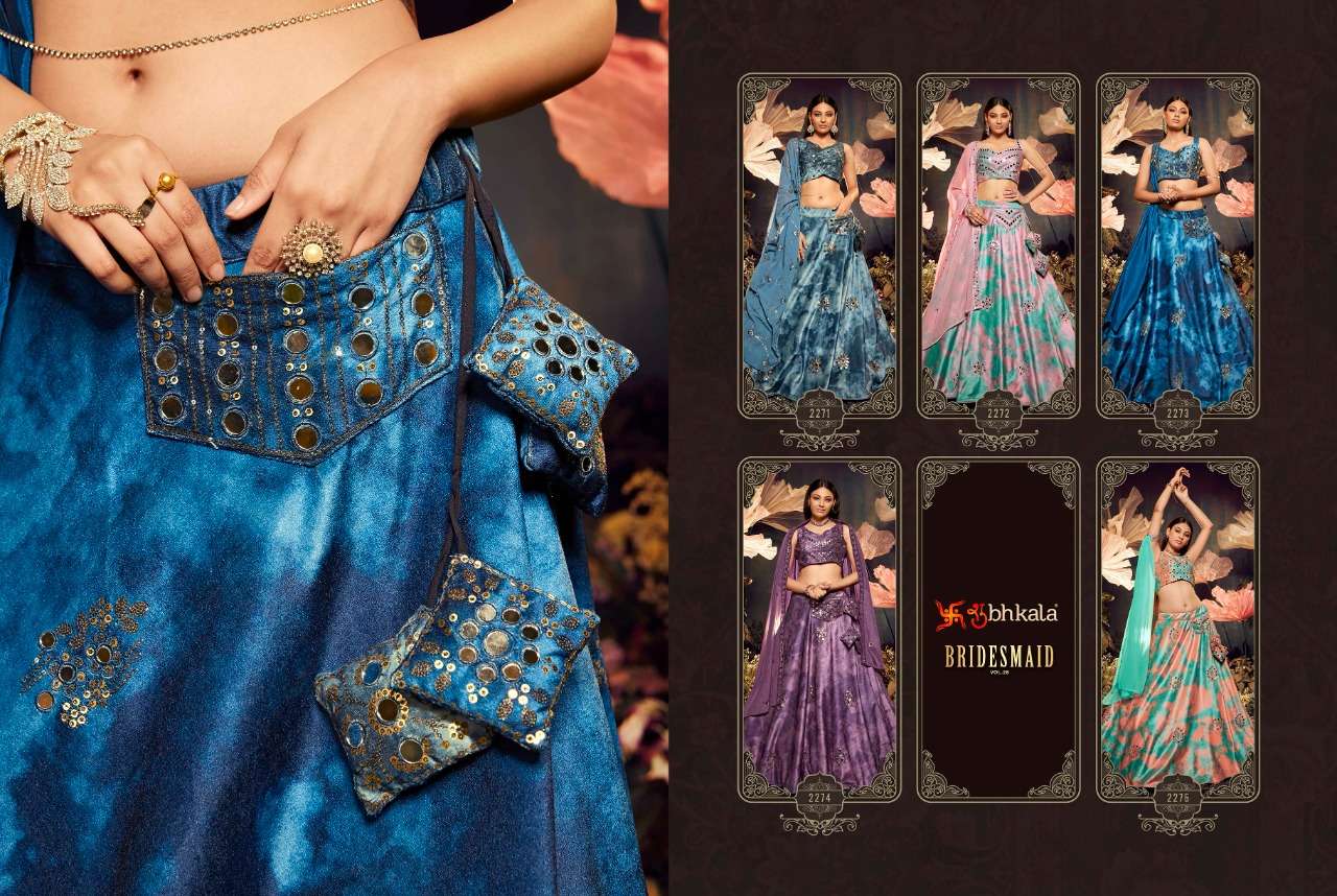 Shubhkala Bridesmaid Vol 28 Embroidered Semi Stitched Velvet Lehenga Choli Collection On Wholesale