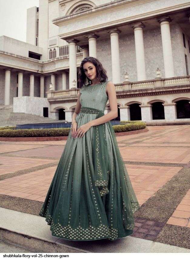 Shubhkala Flory Vol 25 Chinnon Gown On Wholesale