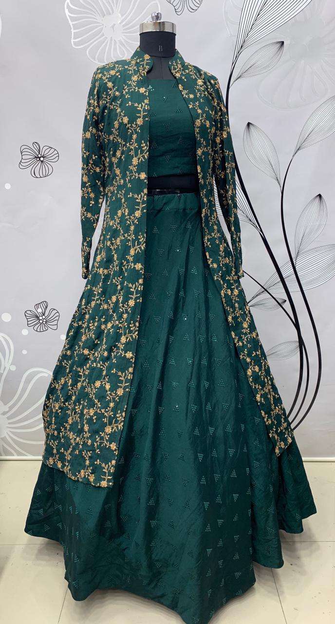 Shubhkala Indo western Heavy Season Special Lehanga Choli On Heavy Embroidered Sheer Jacket On Wholesale Singal Available
