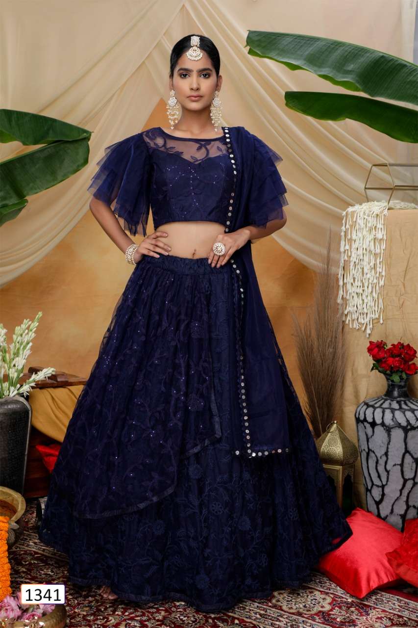 Shubhkala vol 3 Designer Fency Lehenga Choli Navy Colour On Wholesale Single