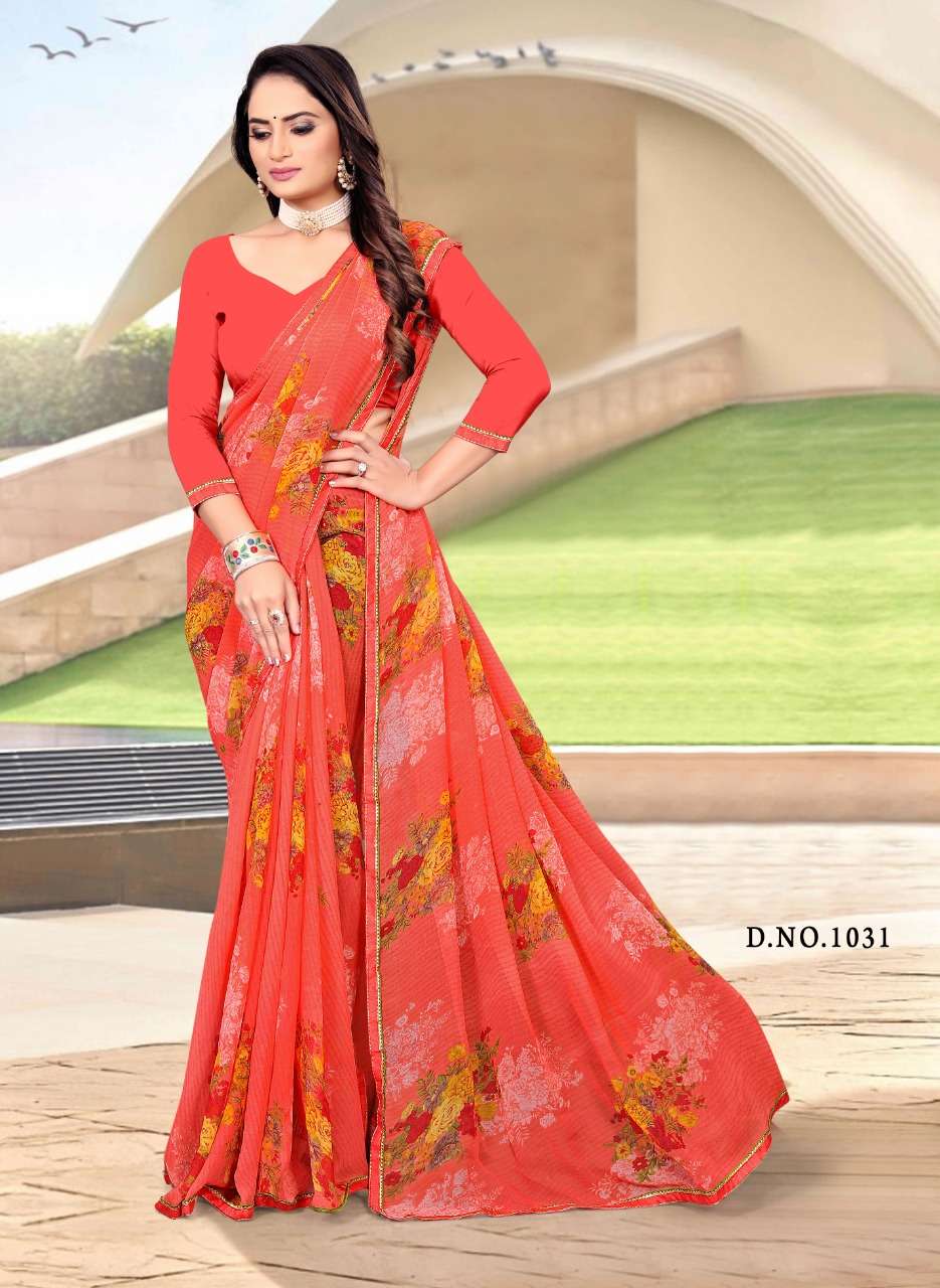 Surendra Mahak Weightless Printed  Saree With Fancy Lace Border On Wholesale 
