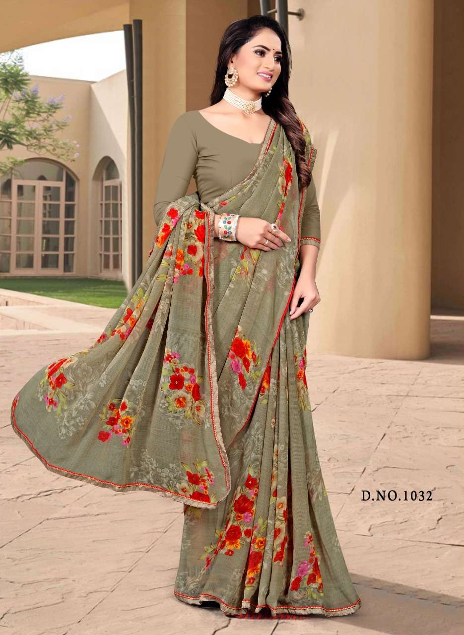 Surendra Mahak Weightless Printed  Saree With Fancy Lace Border On Wholesale 