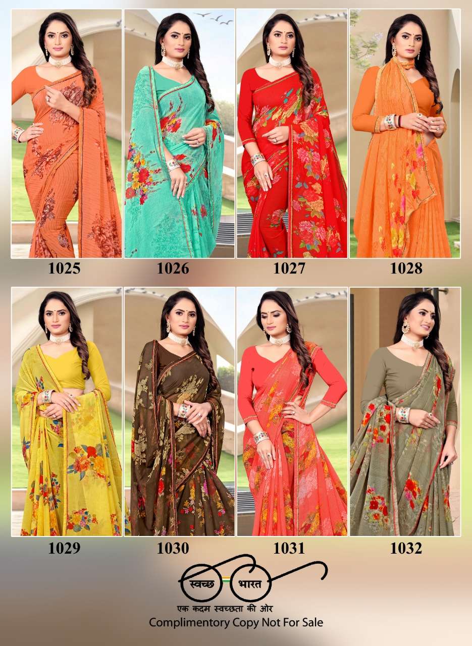 Surendra Mahak Weightless Printed  Saree With Fancy Lace Border On Wholesale 