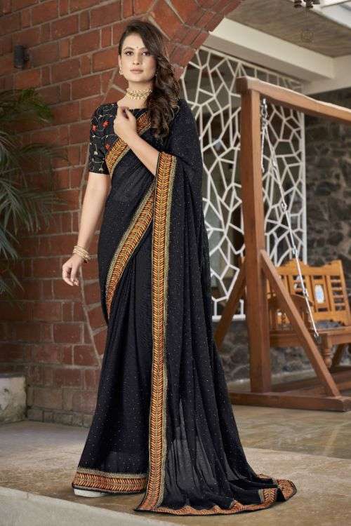 Sutram Hit Colour 11 Party Wear Embroidery Saree Collection On Wholesale