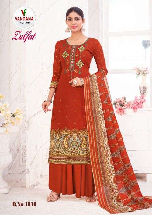 Vandana Zulfat Vol 1 Fancy Cotton Dress Material Collection On Wholesale