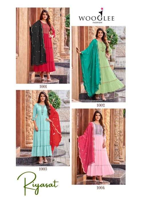 Wooglee Riyasat Fancy Wear Kurti With Dupatta On Wholesale