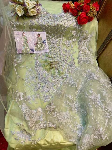 Zarqash Amalia Z-2052 Butterfly Net Heavy Embroidered With Moti Work On Wholesale