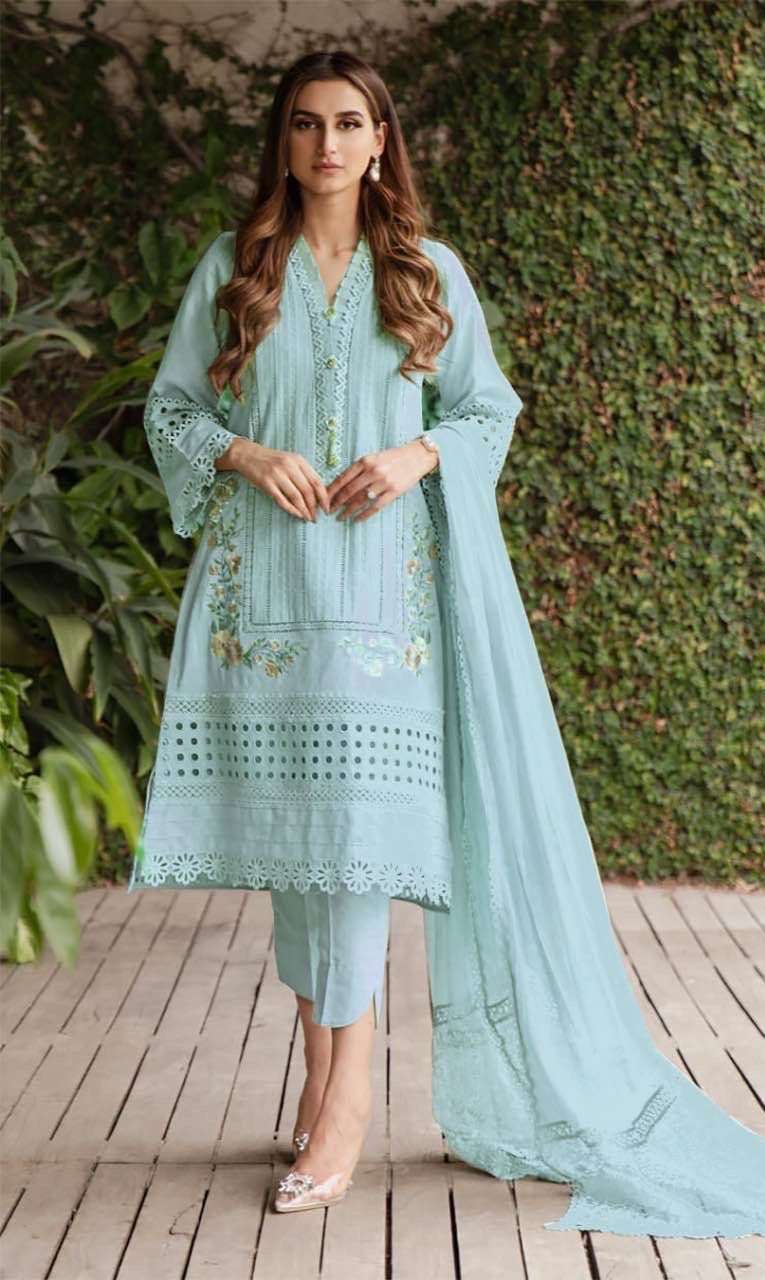 Zarqash Chikankari Cotton Embroidered Dress Material On Wholesale