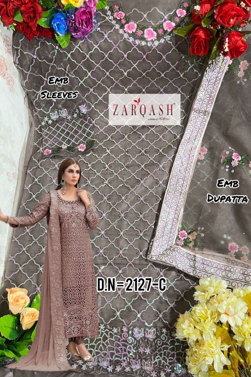 Zarqash Maria Z 2127 Net Heavy Embroidery Pakistani Suit On Wholesale